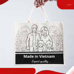 La Bolsa De yute de tamaño personalizado más vendida con estampado de logotipo, bolsa de compras colorida hecha en Vietnam con patrón de letras único - Product Image 6
