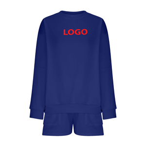 ชุดเสื้อมีฮู้ดสำหรับผู้หญิงทันสมัยชุดผ้าฝ้ายสองชิ้นชุดวอร์มแฟชั่นเสื้อผ้าลำลองออกแบบโลโก้ได้ตามต้องการ - Product Image 5