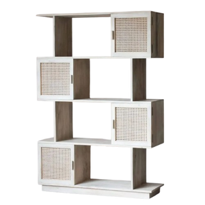 Bibliothèque traditionnelle faite à la main en bois massif Mobilier de maison réglable et élégant avec rangement pour salon - Product Image 2