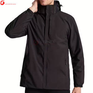 Customizable Logo Printed Canvas Full Zipper Waterproof Windproof Hooded Autumn <b>Windbreaker</b> Jacket for Men OEM Service - Product Image 2