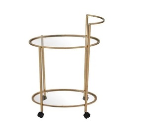 2023 chariot de service alimentaire en acier inoxydable fini doré avec chariot de service décoratif en verre pour la maison et l'hôtel prix total - Product Image 1