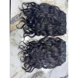 Cheveux humains vierges indiens de qualité 12A, ondulés, ensemble à clips, 30-36 pouces, vague naturelle, style bouclé birman, donneur unique - Product Image 1