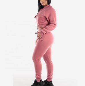 Chándal de cintura elástica de alta calidad para mujer, chándal personalizado con bolsillos en el pecho, entrenamiento para mujer, venta al por mayor, chándal personalizado para mujer - Product Image 4