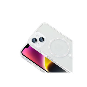 Coque de protection arrière en silicone argenté de luxe Netzy avec strass, compatible MagSafe pour iPhone 14, 11 Pro, 14 Plus et 8 Plus - Product Image 6