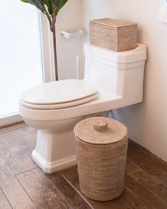 Panier de rangement pour déchets en rotin naturel blanc et noir fait à la main par Sisu Handicraft, écologique, avec poignée, multi-usages, OEM, pour la vie quotidienne - Product Image 6