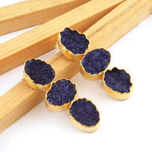 Boucles d'oreilles en forme d'œuf, en sucre bleu druzy, plaqué or, bijoux fins, cadeau de fiançailles pour femmes, nouveau style, meilleures ventes - Product Image 3