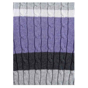 เสื้อสเวตเตอร์ผ้าฝ้ายลายทางสำหรับผู้หญิง แบรนด์ Karen Scott ระบายอากาศได้ดี สไตล์เกาหลี สีม่วง ไซส์ Petite-X-Large สำหรับฤดูหนาวและฤดูใบไม้ร่วง แบบสวมด้านหน้า - Product Image 3