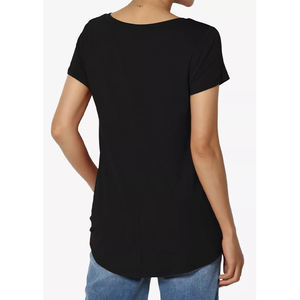 Camiseta de algodón 100% de gran tamaño personalizada de alta calidad para hombre, Camiseta larga con cuello en V corta de Color sólido liso, técnicas lavadas de tela - Product Image 2