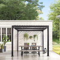 Pergola motorisée murale en aluminium pour extérieur avec finition thermolaquée, auvent à toit à lamelles pour balcon et jardin