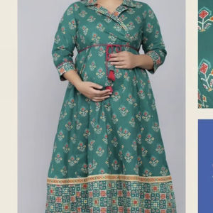 ชุดคลุมท้องสำหรับผู้หญิง ลายพิมพ์ แม็กซี่หลวมๆ สวมใส่สบายในฤดูร้อน ผ้าฝ้ายระบายอากาศดี มีซิปเปิดสำหรับให้นม - Product Image 1