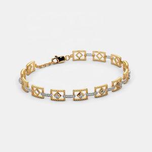 Pulsera con bisel de oro macizo de 18K de gama alta, pulsera de oro puro de 10K y 14k, cadena de tenis, pulsera de diamantes de moissanita para mujer - Product Image 3