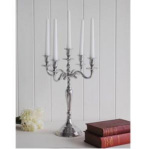 Attractive Design Shiny <b>Silver</b> Finished Metal Aluminum 5 Arm Candelabra Wedding Table Decorate <b>Candle</b> <b>Holder</b> Home Table Decorate - Product Image 2