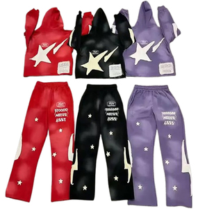 Haute Qualité Personnalisé En Détresse Patch Broderie Logo Lavage À L'acide Vintage Pull Évasé Sueurs Survêtement Lourd Pour Hommes - Product Image 3