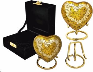 Urne de crémation pour cendres Urne coeur orange souvenir avec étui et support en laiton Mini urne pour animal de compagnie pour votre bien-aimé (coeur orange) - Product Image 2