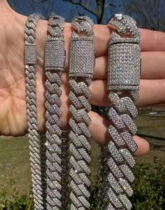 Cadena de eslabones cubanos de Miami de 10mm para hombres y mujeres, Collar de plata de ley 925 de estilo Vintage, estilo cubano helado de oro sólido de 10K - Product Image 2