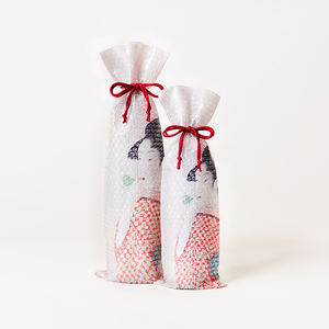 Feuille réutilisable de style Ukiyoe japonais personnalisé authentique sac de bouteille en papier recyclé cadeau de mariage matériau de rembourrage protecteur - Product Image 3