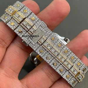 Reloj Automático de Lujo con Caja Cuadrada de Acero Inoxidable, Adornado con Moissanita, Esfera con Números Romanos, Joyería Hip Hop con Diamantes - Product Image 3