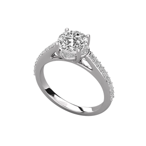 Bague solitaire en or 18 carats avec diamant rond brillant pour femme - Product Image 3
