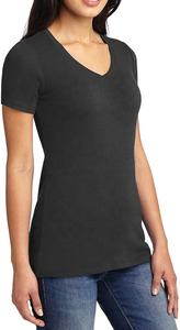 100% algodón 140 GSM Camiseta de manga corta con cuello en V para mujer OEM FÁBRICA DE Bangladesh - Product Image 3