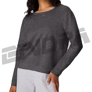 Sweat-shirt gris anthracite pour femme, tissu doux et respirant, coupe décontractée, style streetwear décontracté, à porter au quotidien, confortable, tendance, toutes saisons - Product Image 1