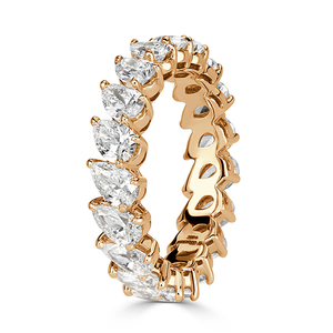 Anillo de Eternidad de Oro Sólido de 18K para Mujer con Diamantes de Corte Marquesa y Engaste de Puntas, Joyería Fina de Lujo - Product Image 1
