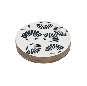 Posavasos de madera redondo impreso decorativo de latón AK en juego multicolor de 4 posavasos modernos para vajilla/utensilios de cocina - Product Image 2