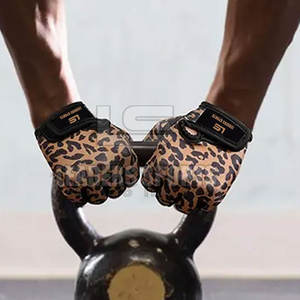 High-quality Half Finger Coverage Solid Color Leather Material Non-Slip Adjustable Wrist <b>Strap</b> Weight Lifting Gloves Gym Use <b>Men</b> - Product Image 6