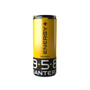 958 SANTERO ENERGY + манго, сладкое, 250 мл, 8,45 унций, банка, безалкогольное, свежее и полезное с витаминами B6 и B12