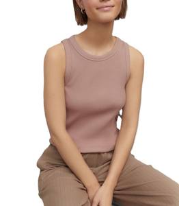 2025 <b>Women's</b> Breathable Knitted Tank <b>Top</b> Comfortable Short Length Sleeveless <b>Vest</b> for Casual Summer Yoga Wear - Product Image 1