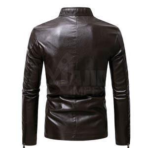 Veste en cuir véritable de haute qualité pour homme, col montant, nouveau style, fermeture éclair, tissu tricoté tendance pour l'hiver, prix abordable - Product Image 2