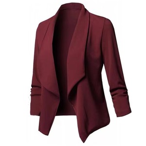 Modern Women Single Breasted Button 3D Woolen Anti-Wrinkle Blazer Coat Custom Logo Long Sleeve Tailored Fit Office <b>Suit</b> <b>Jacket</b> - Product Image 4