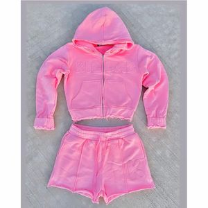 Conjunto de Dos Piezas de Sudadera Informal 100% Algodón + Pantalones Cortos Deportivos y Chándal para Mujer - Product Image 2