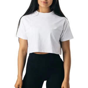 Crop top pour femmes 2026, t-shirts courts basiques sexy, fournisseur en gros, logo personnalisé, crop top t-shirts - Product Image 3