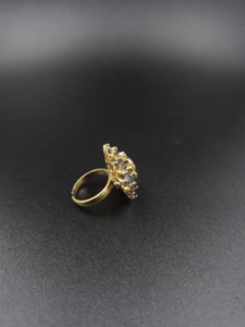 <b>Gold</b> Plated Adjustable Flower <b>Cocktail</b> <b>Ring</b> Blue CZ Wholesale | Indian Fashion Jewelry Supplier | Handcrafted | Low MOQ - Product Image 2