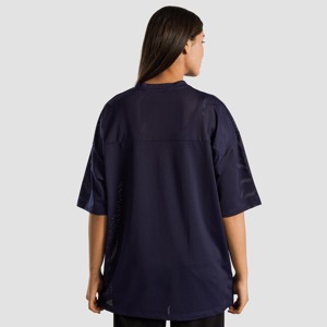 Maillot de football personnalisé bleu marine respirant en polyester, coupe oversize, taille XL, à manches courtes, avec impression technique - Product Image 5