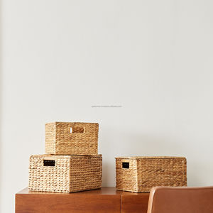 Cestas de almacenamiento de jacinto de agua ecológicas de tejido trenzado, cestas de decoración multifunción para el hogar de tejido Natural para venta al por mayor - Product Image 3