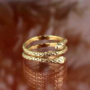 Anillo de Latón con Doble Serpiente Gótica, Chapado en Oro de 18k, Estilo Envolvente y Superpuesto, Punk Biker, de Moda, Para Mujer, Venta al por Mayor - Product Image 3