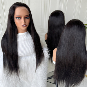 Peluca de Cabello Humano Liso y Sedoso con Frente de Encaje, Color Negro Natural, 13x4 13x6, Encaje Transparente, Peluca de Cabello de Alta Densidad - Product Image 3