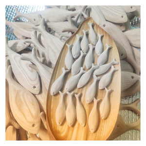 Herramienta de meditación de peces de madera ecológica con sonido claro y color de madera natural para la práctica espiritual - Product Image 2