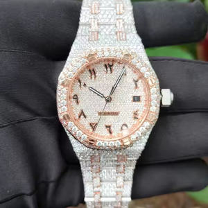 Montre mécanique de luxe pour homme en quartz avec diamant moissanite, boîtier en alliage d'acier inoxydable de précision, verre 5 mm, montre de créateur - Product Image 1