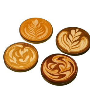 Posavasos Redondo Decorativo Hecho a Mano de Madera de Nogal Ecológico Contemporáneo Personalizado para Té - Product Image 1