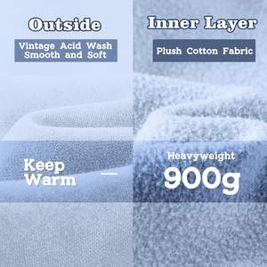 Sudadera con capucha de gran tamaño para mujer, forro polar de algodón lavado ácido Vintage con técnicas bordadas para invierno - Product Image 5