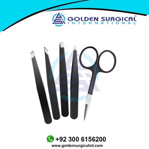 Ensemble de 5 pinces à épiler avec étui de voyage en cuir |   Ensemble de coupe-ongles personnalisé en gros, 2 pièces, avec étui en cuir - Product Image 4