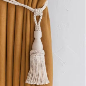 <b>Curtain</b> <b>Tie</b> <b>Back</b>, <b>Curtain</b> Tassel Tiebacks, Luxurious Ivory <b>Tie</b>-<b>Back</b> With Tassels, Boho Style <b>Curtain</b> Tieback - Product Image 1
