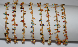 2mm Multicolor Gemstone Cluster <b>Rosary</b> Chain Gold Plated Wire Wrapped Jewelry Making Supply Chain by Foot - Product Image 2