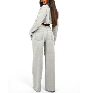 Pantalones vaqueros acampanados de pierna ancha para mujer de calidad superior Pantalones vaqueros transpirables de algodón con cremallera Fly Denim Casual Botón Bolsillo Tallas grandes Invierno - Product Image 2