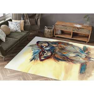 Alfombra Wise Owl, Alfombra abstracta con diseño de búho, Alfombra moderna, Alfombra con diseño de animales, Alfombra con estampado, Alfombra suave con pelo largo - Product Image 3