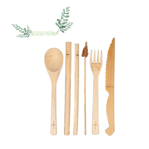 Eco2go Vietnam ofrece juego de cubiertos de bambú desechables para uso doméstico y de viaje - Product Image 6