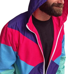 Veste coupe-vent zippée grande taille personnalisée 2026, style jogger, en polyester, coupe-vent, imperméable, color block - Product Image 3