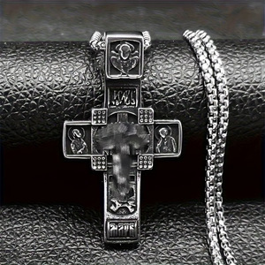 Kalung Liontin Salib Baja Tahan Karat 316L Polesan Tinggi Rantai Panjang untuk Pria, Pemasok Label Pribadi untuk Toko Hadiah Fashion - Product Image 1